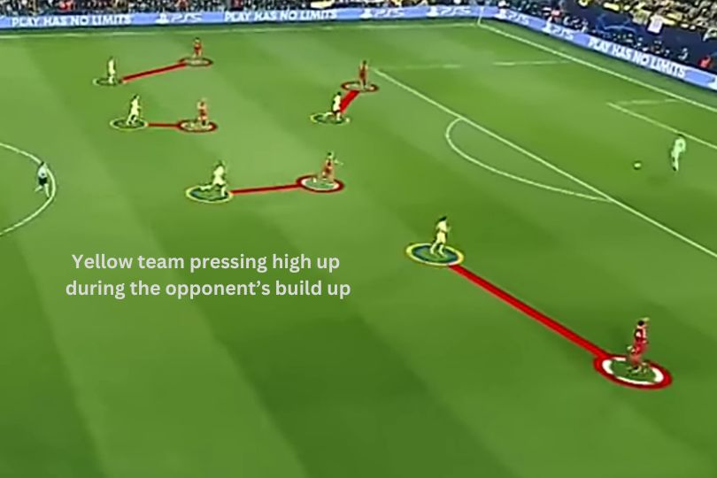 Opponent going high up to press - a basic fundamental football skill