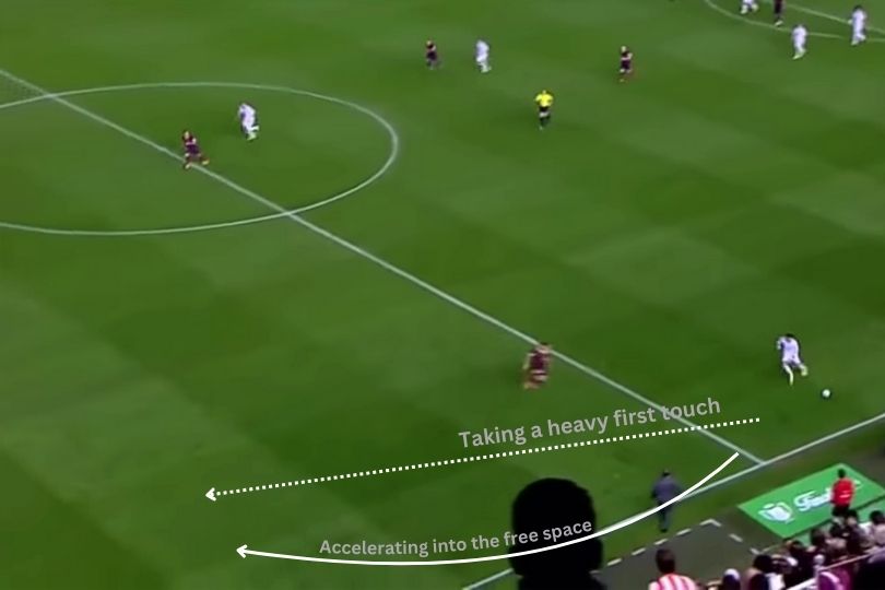 Gareth Bale 1v1 on flank dribbling at speed - a basic fundamental football skill